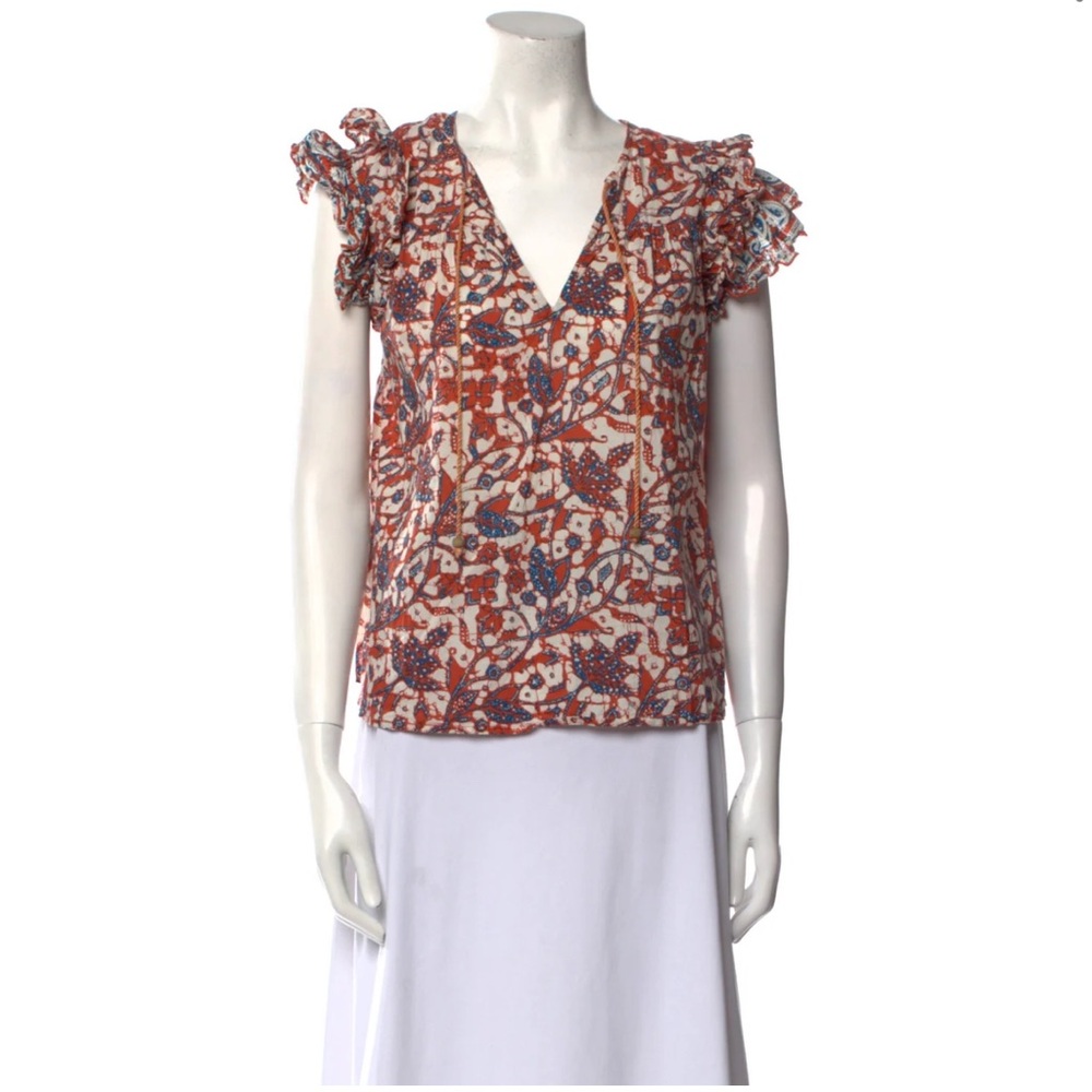 Anthropologie Love The Label Vineyard Ruffled Blouse Mabel Rust bohemian - Picture 2 of 10